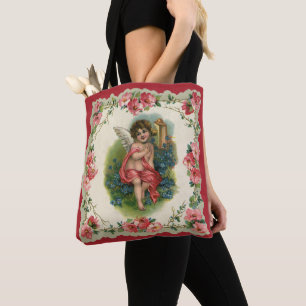 Tote Bag Saint-Valentin vintage victorien chérubin au télép