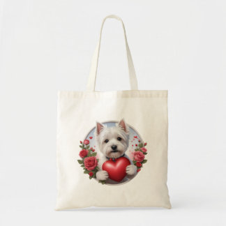 Tote Bag Saint Valentin Westie avec coeur