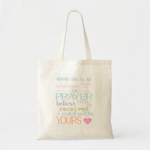 Tote Bag Sainte Bible chrétienne Verse Prière Foi Pastel NI