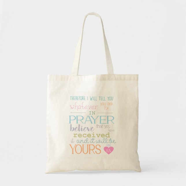 Tote Bag Sainte Bible chrétienne Verse Prière Foi Pastel NI (Devant)