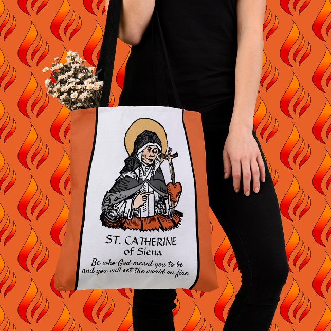 Tote Bag Sainte Catherine de Sienne avec Coeur Crucifix (Créateur téléchargé)