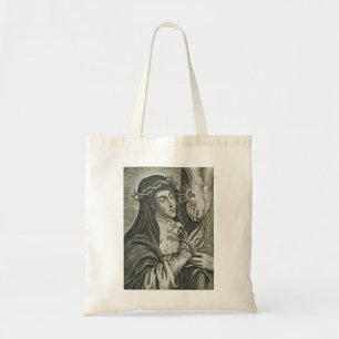 Tote Bag Sainte Catherine de Sienne Crucifixion Art Noir Fo