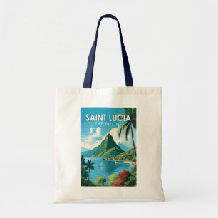 Tote Bag Sainte-Lucie Les Pitons Travel Art Vintage