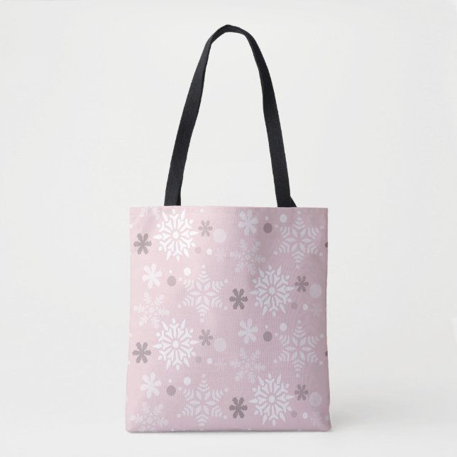 Tote Bag Saison de Fête du Flocon de neige rose (Devant)