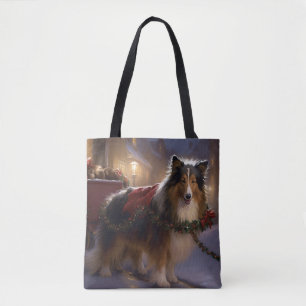 Tote Bag Saison de Noël du Shetland Sheepdog