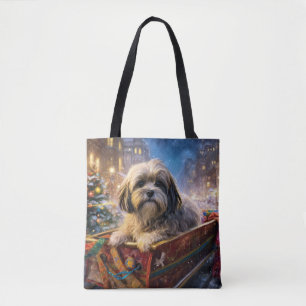 Tote Bag Saison Festive de Noël de Lhasa Apso