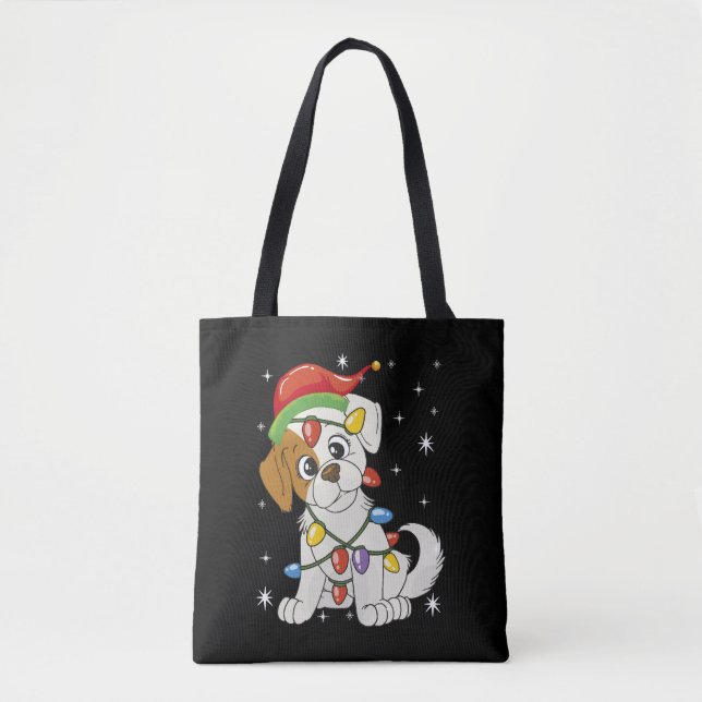 Tote Bag Saison Noël Père Noël Jack Russell Terrier (Devant)