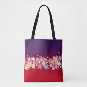 Tote Bag Sakura Blossoms Mixtes Kimono Style Rouge & Purple