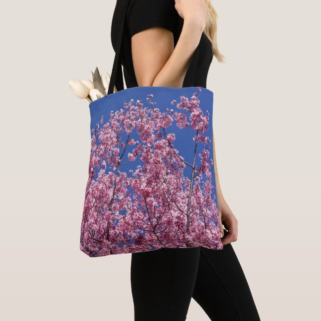 Tote Bag Sakura Cerisiers en Fleur Dans Le Bleu (De près)