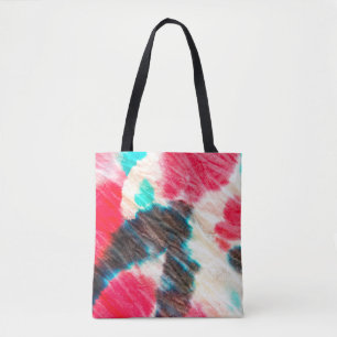 Tote Bag Sale Artistique Rouge. Motif de Shibori. Brush été