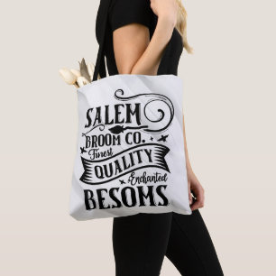 Tote Bag Salem's Broom Company Grey Striped Halloween