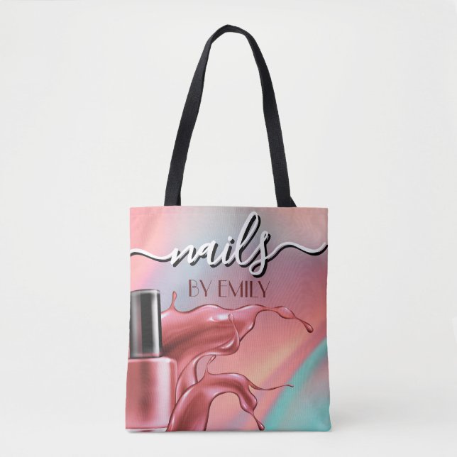 Tote Bag Salon à ongles Polonais Bouteille Splash Pastel (Devant)