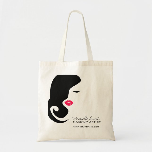 Tote Bag Salon de beauté noir minimaliste femme Silhouette (Devant)