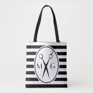 Tote Bag Salon de coiffure de coiffeur d'initiales de