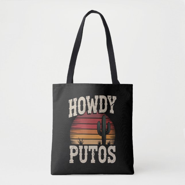 Tote Bag Salut Putos Cactus Drôle Rétro Vintage (Devant)
