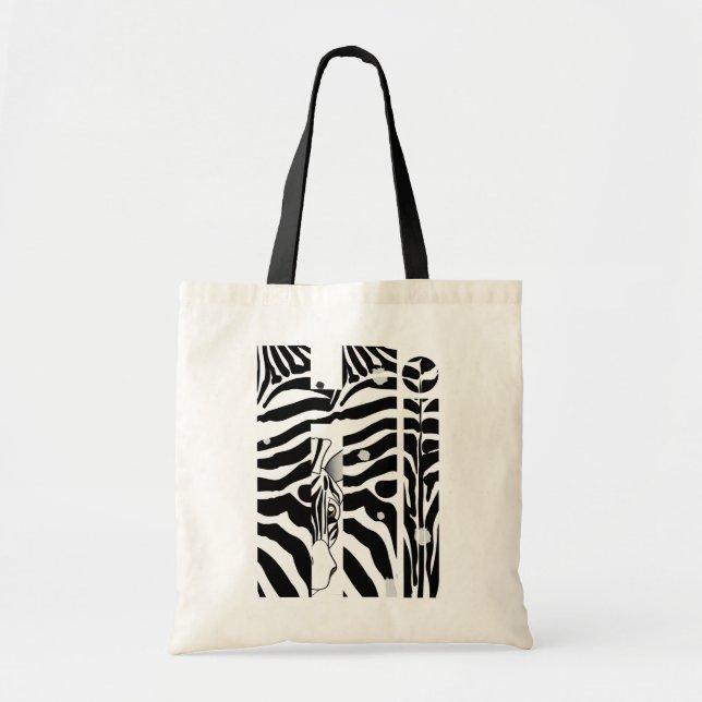 Tote Bag "Salut" rayures noires/blanches de zèbre (Devant)