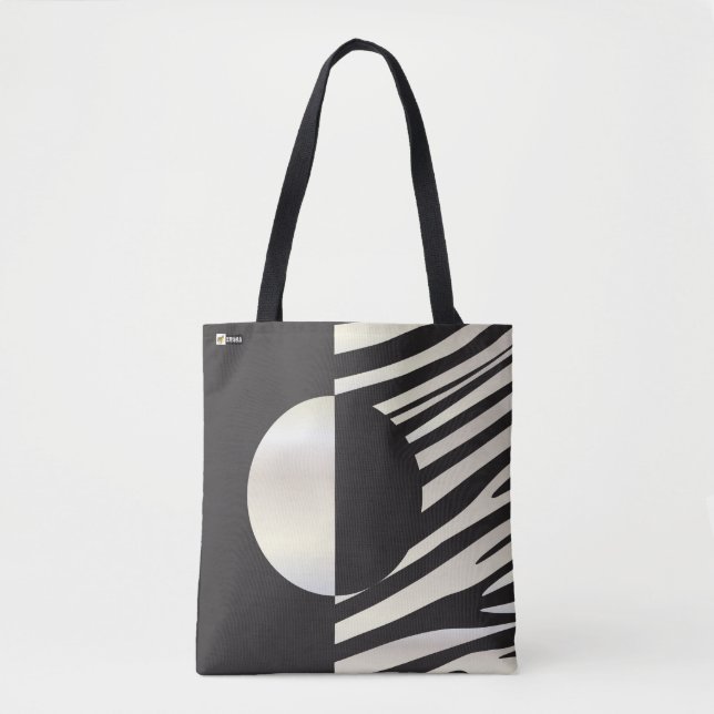Tote Bag "Salut" rayures noires/blanches de zèbre (Devant)