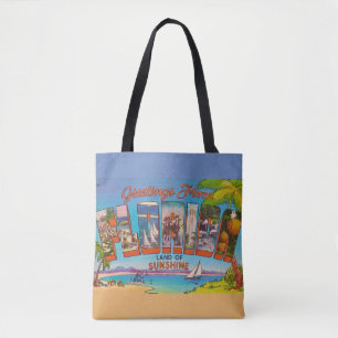 Tote Bag Salutations Floride Vintage Coloré