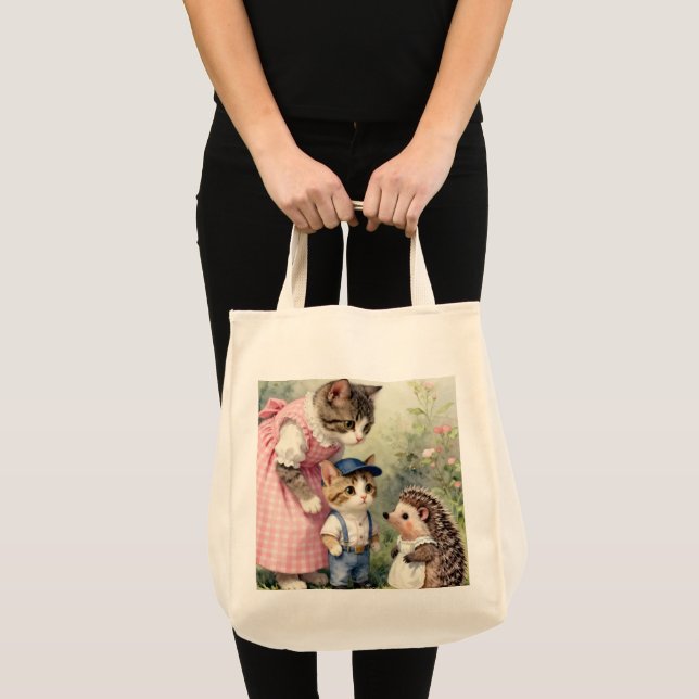 Tote Bag Salutations pour le premier jour –  Chat et hériss (Devant (produit))