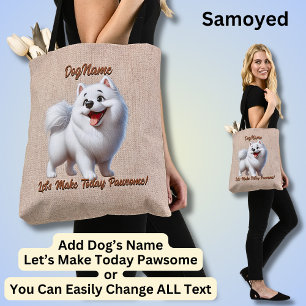 Tote Bag Samoyed - Ajouter le nom du chien, modifier le tex