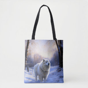 Tote Bag Samoyed Qu'il neige Noël