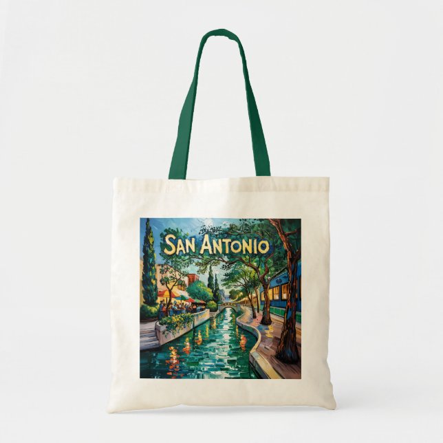Tote Bag San Antonio Texas River Walk Van Gogh Vibrant City (Devant)