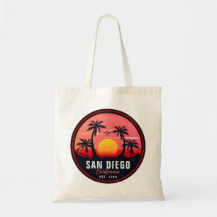 Tote Bag San Diego California Retro Sunset Souvenirs 60s
