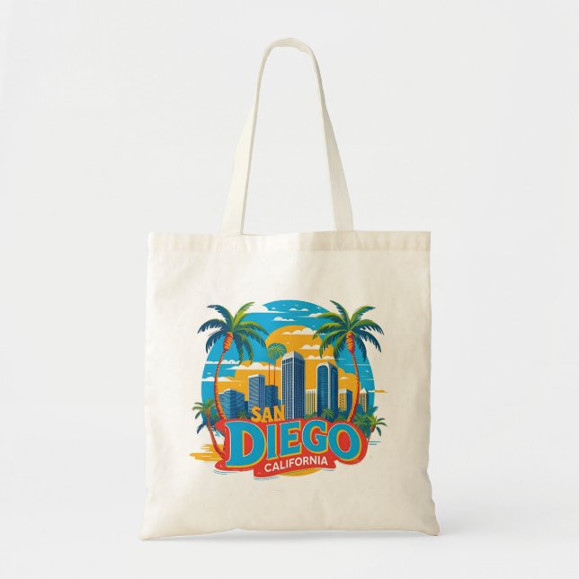 Tote Bag San Diego California Skyline Art moderne Cityscape (Devant)