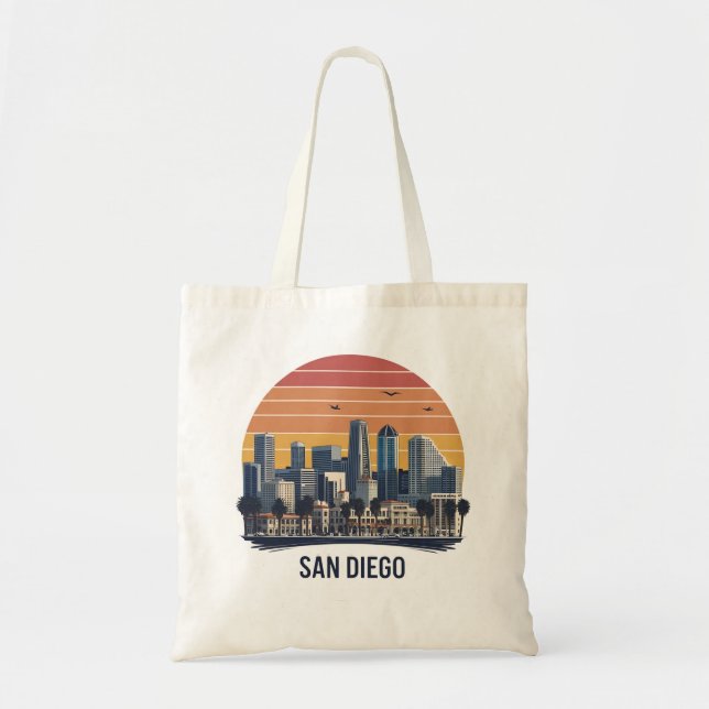Tote Bag San Diego California Skyline Art moderne Cityscape (Devant)