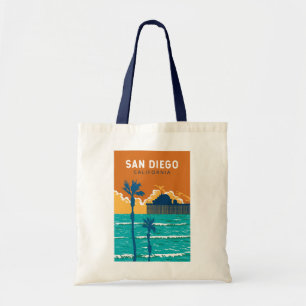 Tote Bag San Diego California Travel Art Vintage