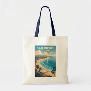 Tote Bag San Diego Californie Skyline Voyage Art Rétro