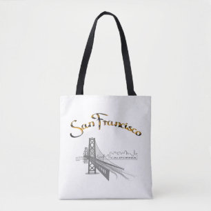Tote Bag San Francisco, CA, Noir, Or, Cool