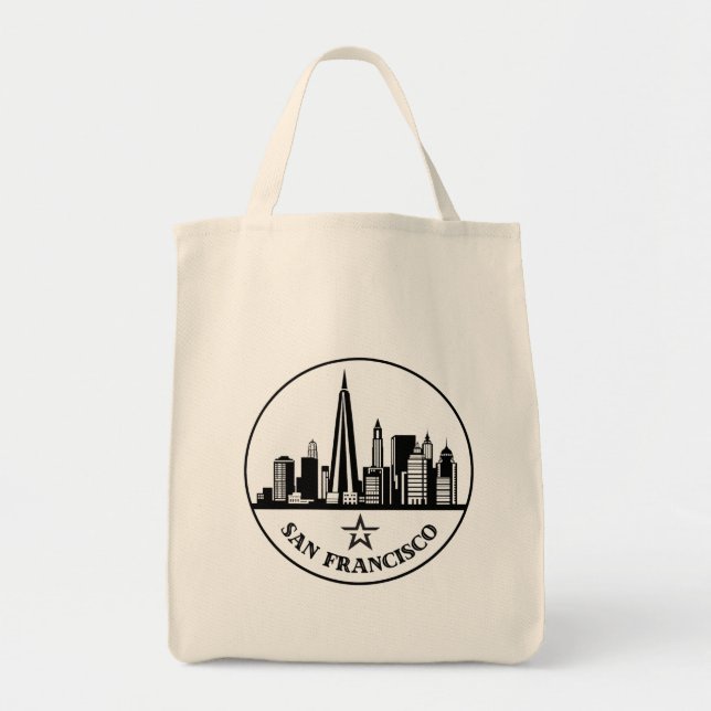 Tote Bag San Francisco California Stylisé Skyline (Devant)