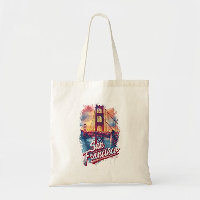 Tote Bag San Francisco Golden Gate Bridge aquarelle Souven (Devant)