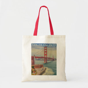 Tote Bag San Francisco Golden Gate Bridge Retro Vintage
