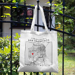 Tote Bag San Francisco Love Locator | City Map Mariage Four<br><div class="desc">Un sac fourre-tout amusant pour un mariage ou toute autre occasion se déroulant dans la belle ville de San Francisco, Californie. Cette fourre-tout dispose d'une carte du centre-ville à l'intérieur d'un coffret encadré en noir. Au sommet se trouve un accueil de bienvenue et le nom de la ville. Sur le...</div>