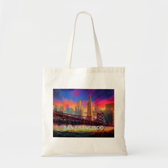 Tote Bag San Francisco Skyline Abstrait Art (Devant)