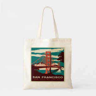 Tote Bag San Francisco Vintage Style Golden Gate Bridge