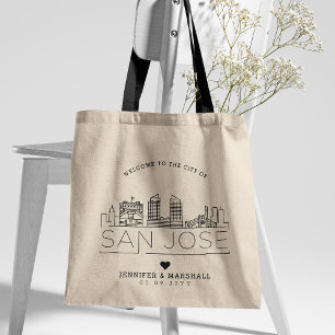 Tote Bag San Jose, Californie Mariage   Skyline stylisée