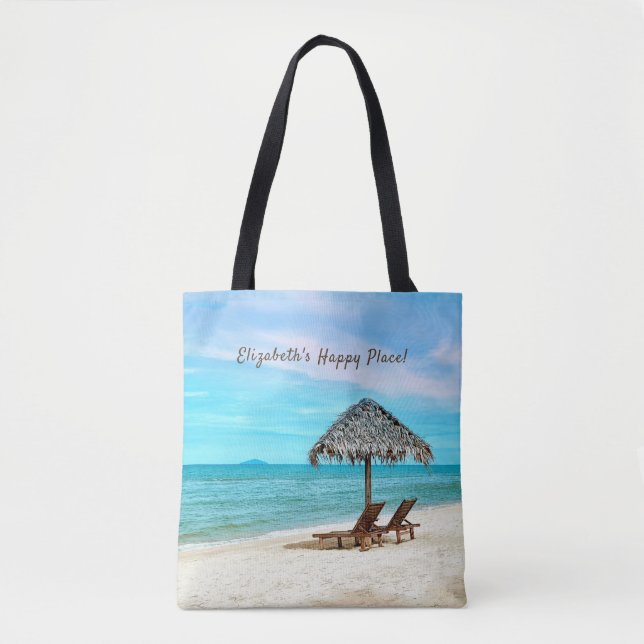 Tote Bag Sandy Ocean Beach Personnalisé (Devant)