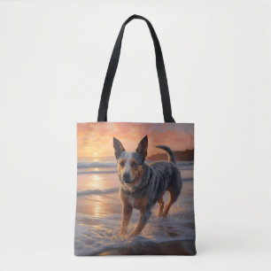 Tote Bag Sandy Paws chien de bétail australien sur la plage
