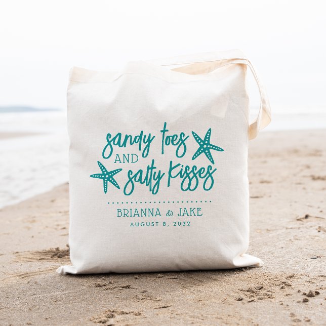 Tote Bag Sandy Toes & Salty Kisses Destination Mariage (Créateur téléchargé)