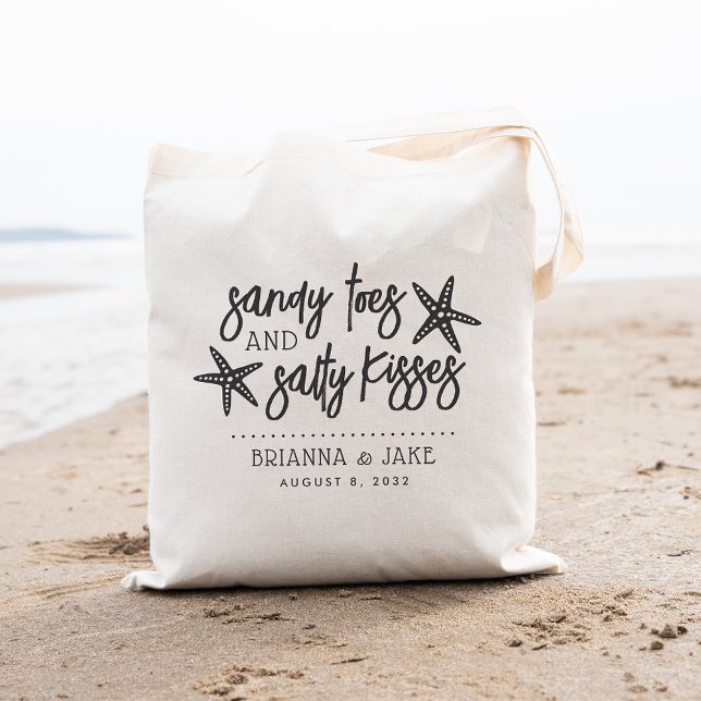 Tote Bag Sandy Toes & Salty Kisses Destination Mariage (Créateur téléchargé)