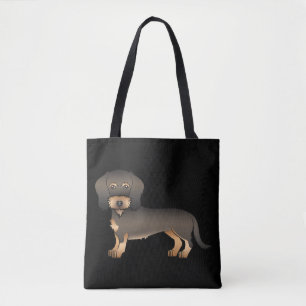 Tote Bag Sanglier à poil dur Teckel Chien mignon sur fond n