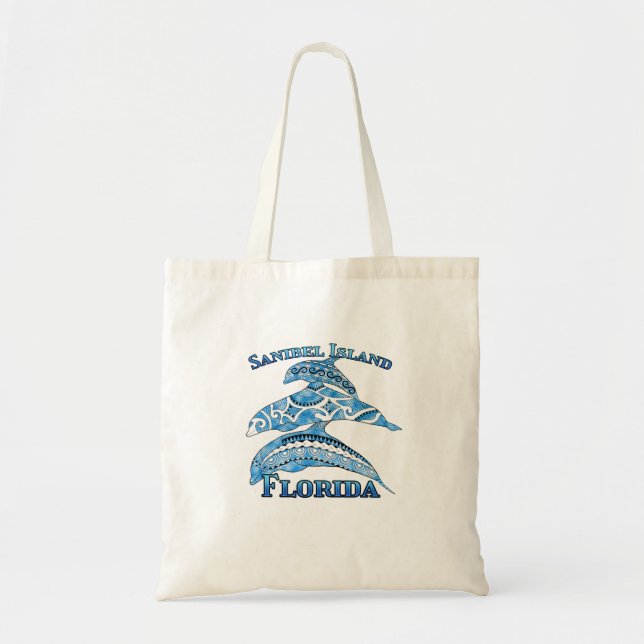 Tote Bag Sanibel Island Floride Dauphins tribaux de vacance (Devant)
