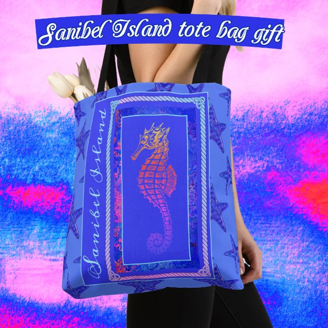 Tote Bag Sanibel Island, Floride Hippocampe et Starfish (Créateur téléchargé)