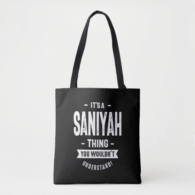 Tote Bag Saniyah Nom personnalisé Cadeau Anniversaire (Devant)