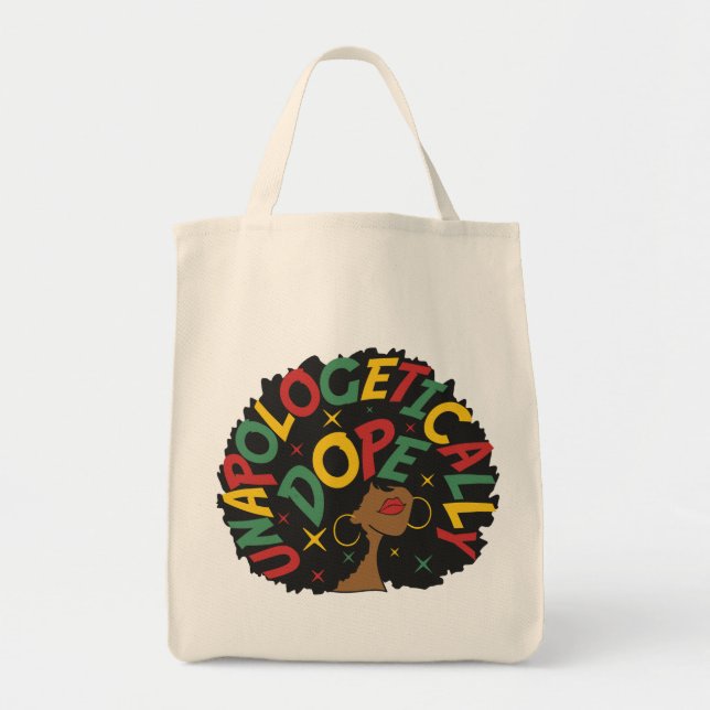 Tote Bag Sans excuses Dope Black Girl Afro (Devant)