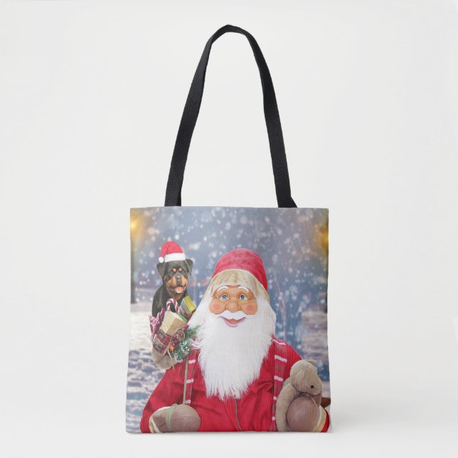 Tote Bag Santa Claus w Christmas Gifts Rottweiler Chien (Devant)