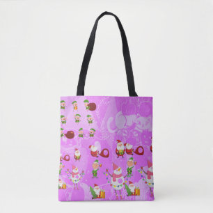 Tote Bag Santa Magical Pink New Year 